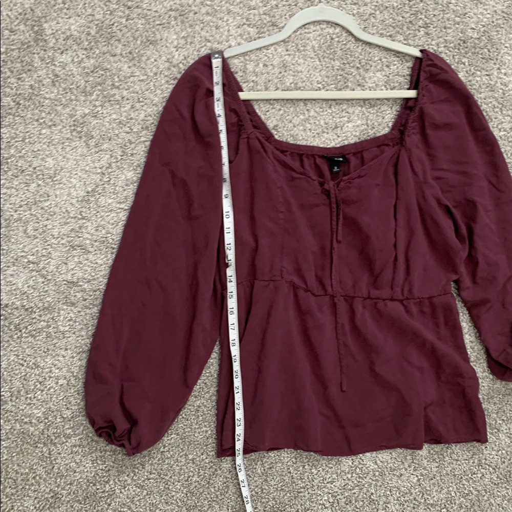 Torrid Peplum Challis Sweetheart Red Long Sleeve Blouse Size 2X - Picture 7 of 9